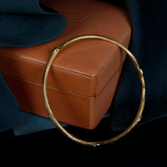 Thick Solid Gold Rose Twig Bangle