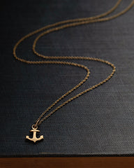 Solid Gold Anchor Necklace