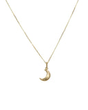Solid Gold Crescent Moon Charm Necklace
