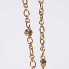 Large Tudor Locking Heart necklace in 18ct Yellow Gold with handmade chain and sapphires