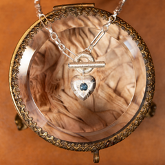 Large Tudor Locking Heart necklace in Sterling Silver on Statement Chain
