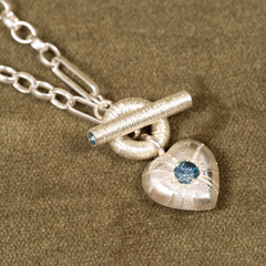 Large Tudor Locking Heart necklace in Sterling Silver on Statement Chain