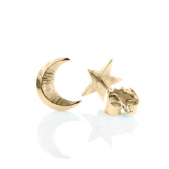 Solid Gold Moon & Star Studs