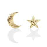 Solid Gold Moon & Star Studs