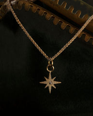 Solid Gold North Star necklace with ethical diamond