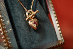 Small Gold Tudor Locking Love Heart Pendant