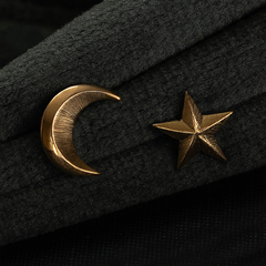 Solid Gold Moon & Star Studs