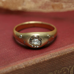 Gold gypsy style diamond ring