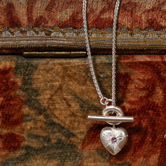 Small Tudor Locking Heart necklace in Sterling Silver