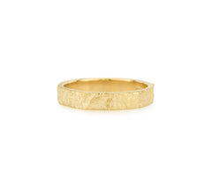 Solid Gold Artisan Bark Textured Wedding Rings