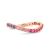 Solid gold eternity wave rings