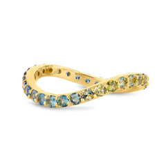 Solid gold eternity wave rings