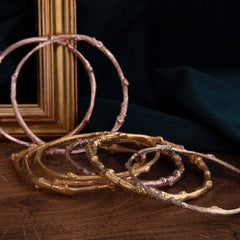 Oak Twig bangle in Solid gold cast from a real English Oak Twig