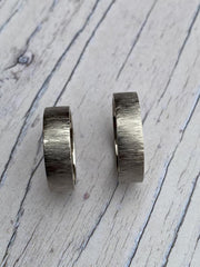 Grey gold silk texture wedding rings