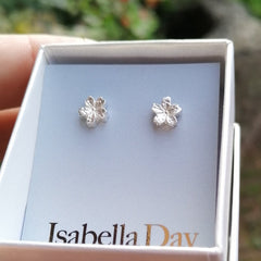 Cherry Blossom Earrings - Tiny Solid Gold Sakura Studs