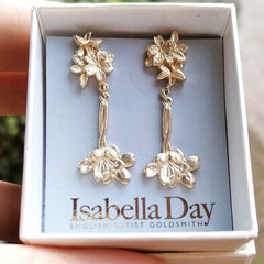 Cherry Blossom Earrings - Statement Solid Gold Sakura Earrings