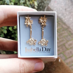 Cherry Blossom Earrings - Statement Solid Gold Sakura Earrings