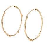 Solid Gold Rose Twig Hoop Earrings