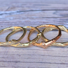 Solid Gold Rose Twig Ring