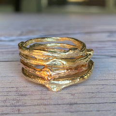 Solid Gold Rose Twig Ring