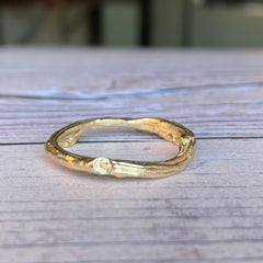 Solid Gold Rose Twig Ring