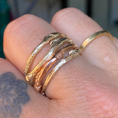Solid Gold Rose Twig Ring