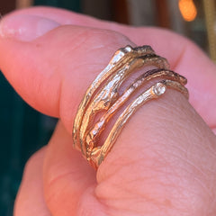 Solid Gold Rose Twig Ring