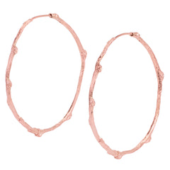 Solid Gold Rose Twig Hoop Earrings