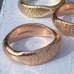 Solid gold nugget treasure ring