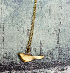 Solid gold bird necklace