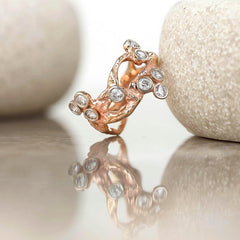 Solid gold cherry blossom twig ring, artisan, Botanical style