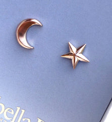 Solid rose and yellow gold hand made moon and