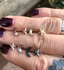 Solid rose and yellow gold hand made moon and