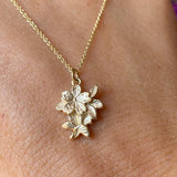 Solid Gold Cherry Blossom Pendant - Sakura Pendant