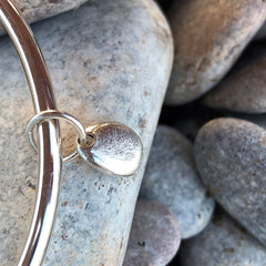 Solid Gold Bangle with Brixham Pebble Charm