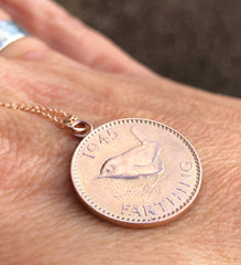 Solid Gold English Farthing Necklace