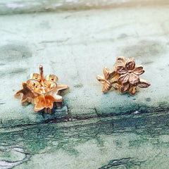 Sakura Cherry blossom solid rose gold studs