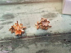 Sakura Cherry blossom solid rose gold studs