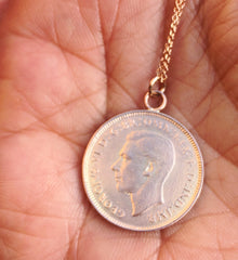 Solid Gold English Farthing Necklace