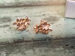 Sakura Cherry blossom solid rose gold studs