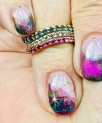 Solid gold eternity wave rings