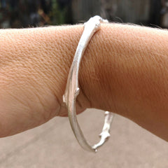Sterling silver Ash twig world tree bangle, Yggdrasil tree of life bangle