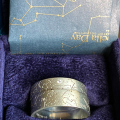 White gold star map ring