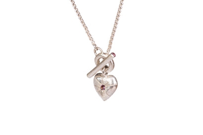 Small Tudor Locking Heart necklace in Sterling Silver