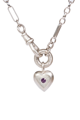 Large Tudor Locking Heart necklace in Sterling Silver on Statement Chain
