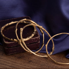 Oak Twig bangle in Solid gold cast from a real English Oak Twig