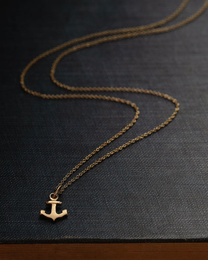 Solid Gold Anchor Necklace