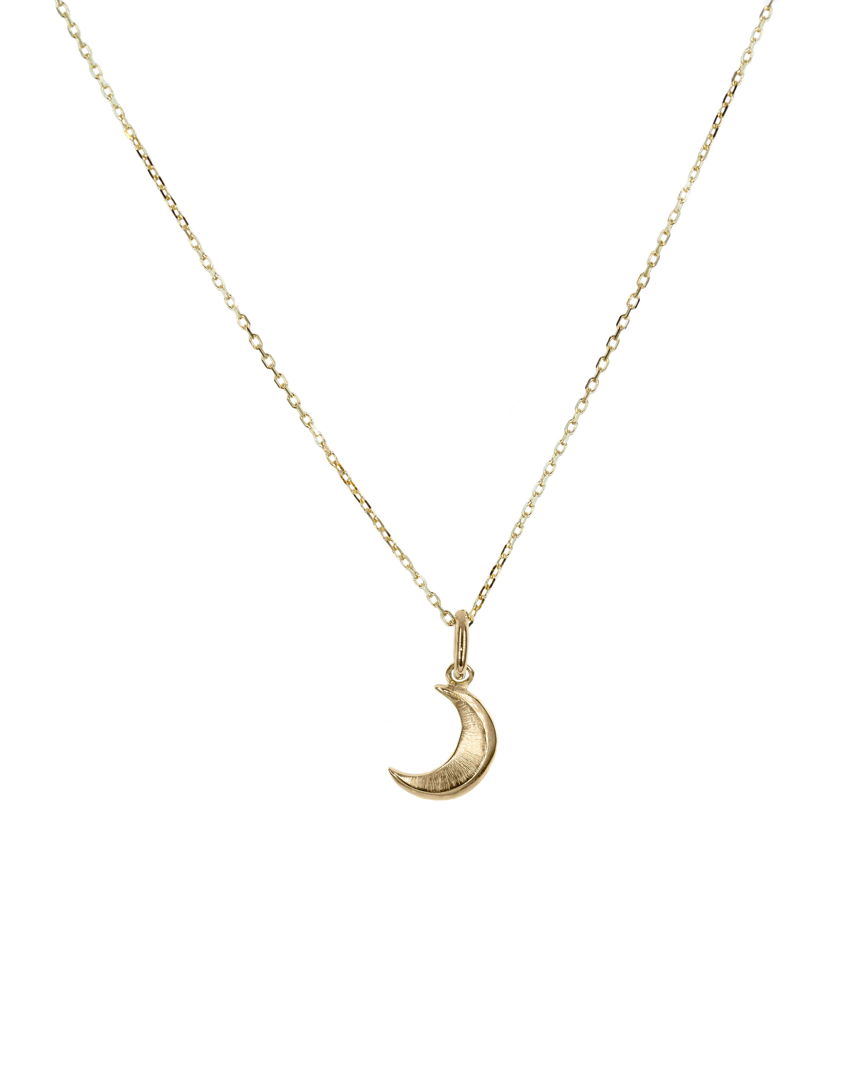 Solid Gold Crescent Moon Charm Necklace
