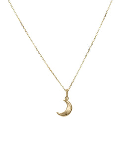 Solid Gold Crescent Moon Charm Necklace