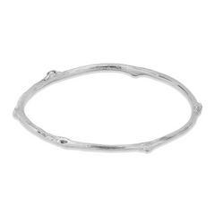 Solid Silver Rose Twig Bangle